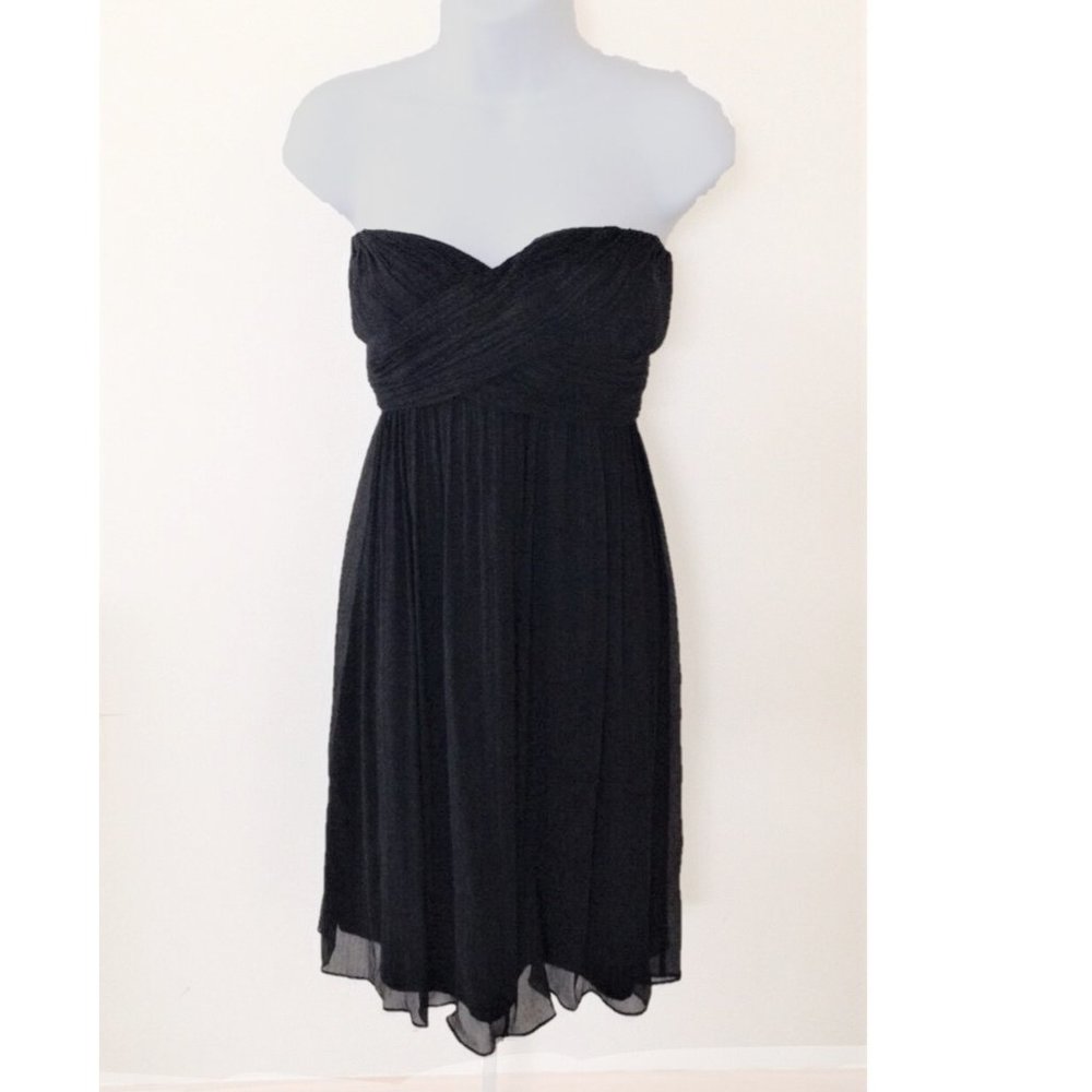 J. Crew Strapless Silk Chiffon Dress - NWT! Elegant Black Dress Size 6 - Picture 2 of 16